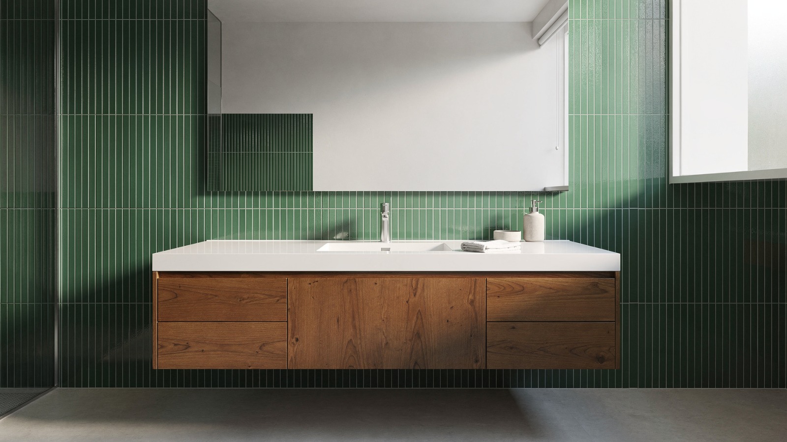 encimera lavabo Corian a medida para hotel